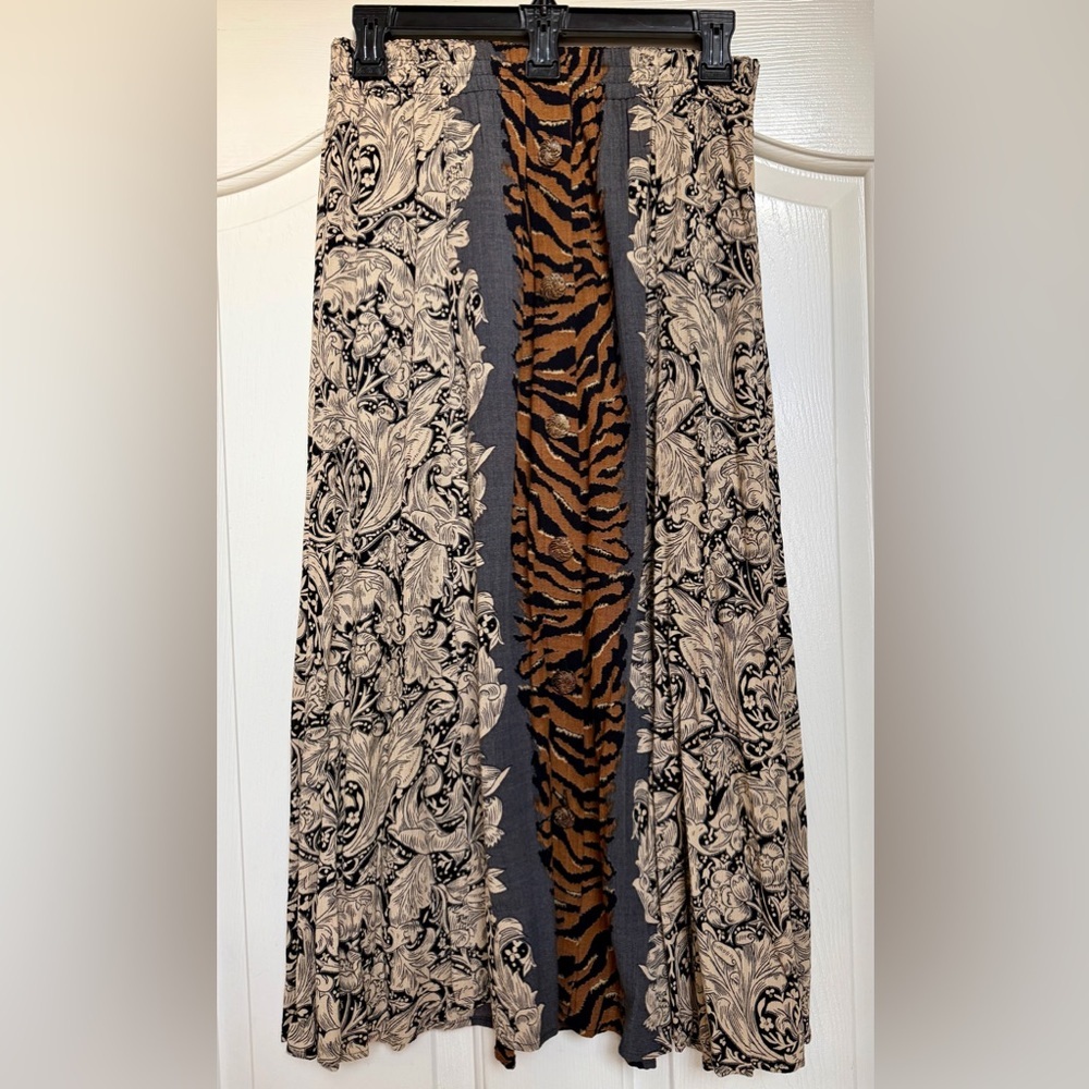 Animal Print Maxi Skirt Button Front Leopard Boho Size 10
